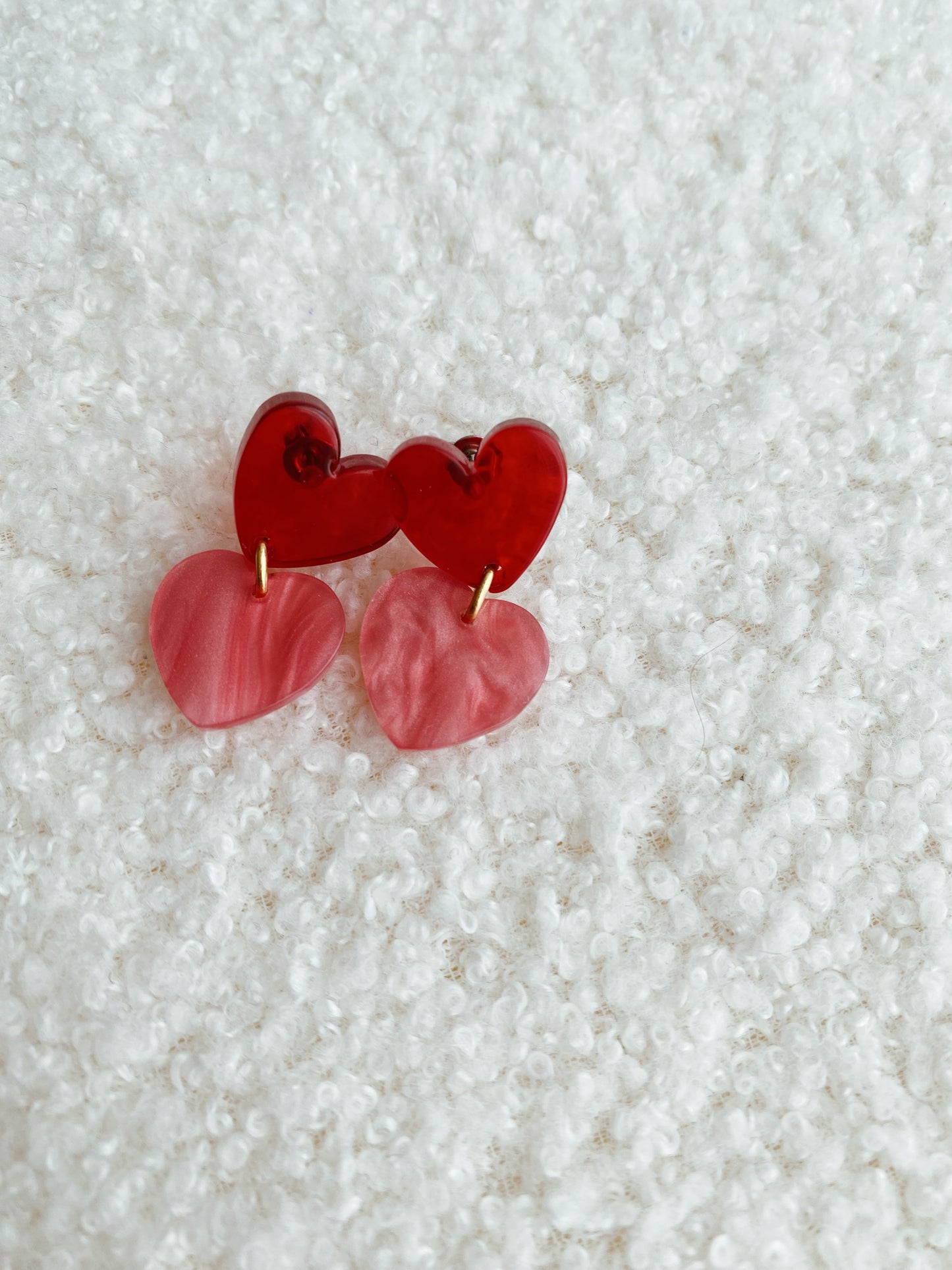 Boucles d'oreilles Coeur tendre (rose & rouge)